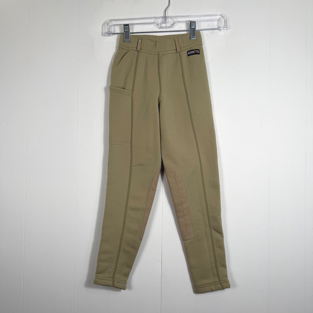 Kerrits Kids Equestrian Riding Breeches Tan Fleece Lined Knee Patch Size Small